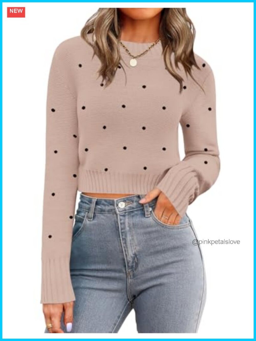 Cropped Crewneck Long Sleeve Knit Pullover Sweater